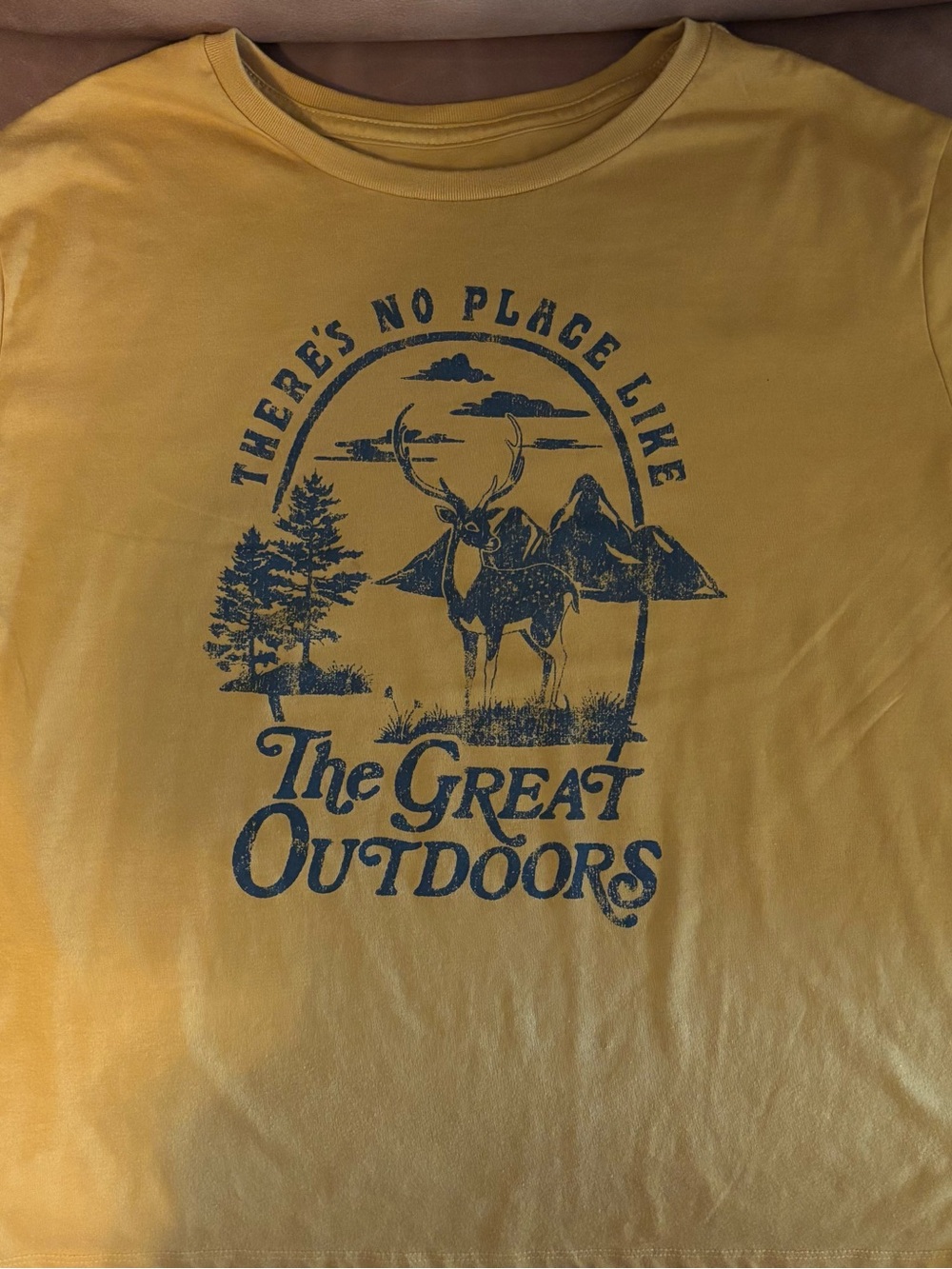Fifth Sun Mustard Yellow Tee with Navy 'The Great Outdoors' Graphic